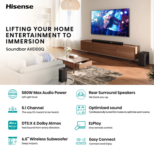 Hisense AX5100Q 5.1 Channel Soundbar Hisense AX5100Q 5.1 Channel Soundbar